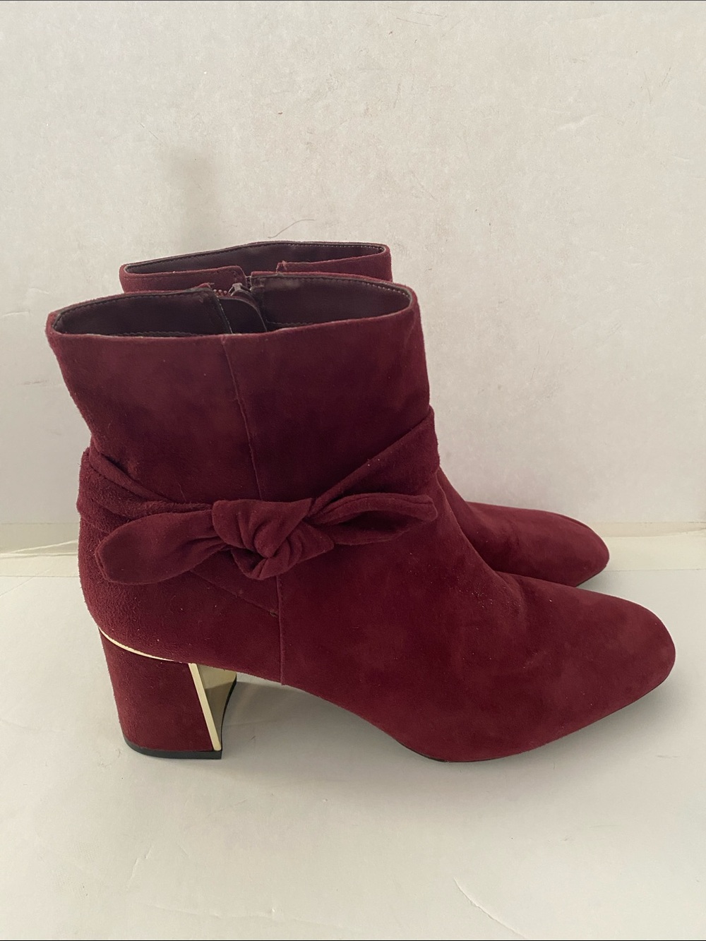 Alex & Marie Burgundy Suede Dashauna Booties - Picture 3 of 8